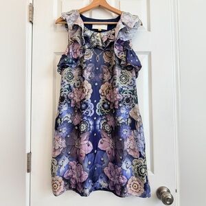 Anthropologie Leifsdottir Floral Women’s Dress - Blue and Purple